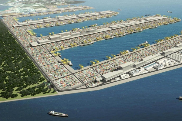 오는 2027년3월 완공 예정인 싱가포르 투아스 터미널 Phase 2 조감도.(자료=현대건설)