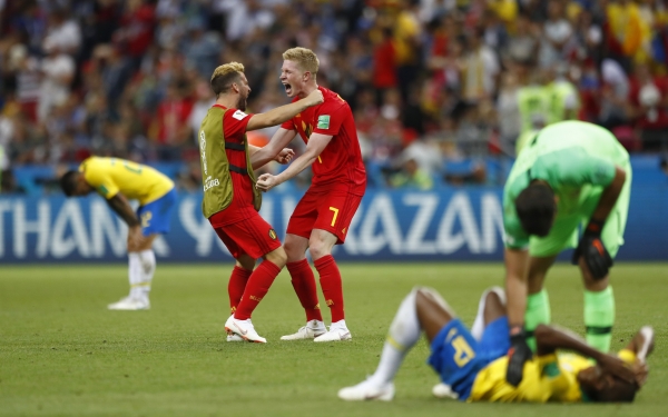 벨기에가 2018 러시아 월드컵 8강전에서 브라질을 2:1로 제압하고 4강에 올랐다. (사진=AP/연합뉴스)