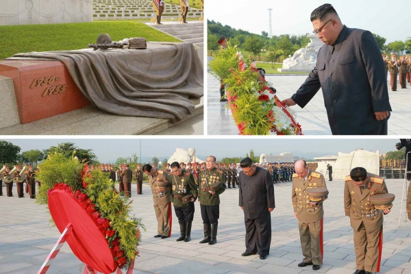 김정은 북한 국무위원장이 정전협정 체결 65주년을 맞아 6·25 전사자묘인 '조국해방전쟁 참전열사묘'를 찾았다고 북한 노동당 기관지 노동신문이 27일 보도했다.