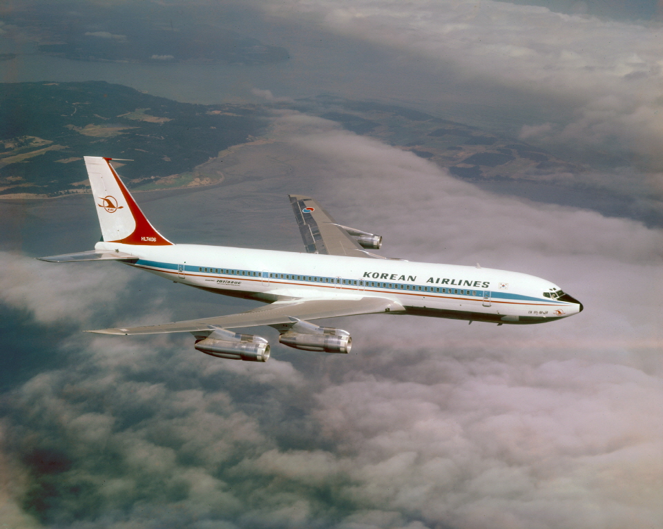 대한항공의 미주 첫 운항 항공기 보잉 707 제트. [사진=대한항공]