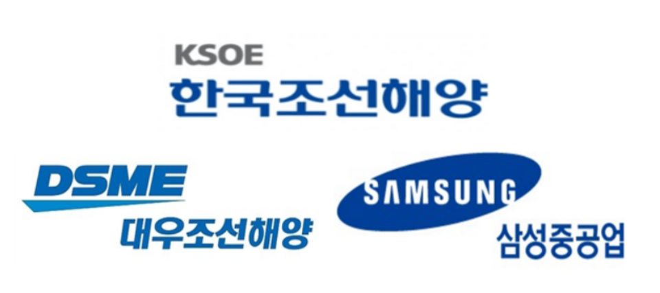한국조선해양·대우조선해양·삼성중공업 로고. [이미지=각 사]