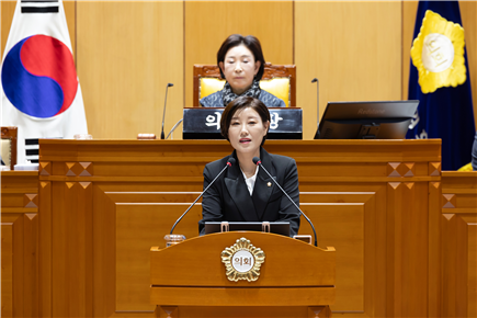 321회 임시회 폐회 중 자유발언을 하고 있는 김미주 의원(사진=김용만기자)