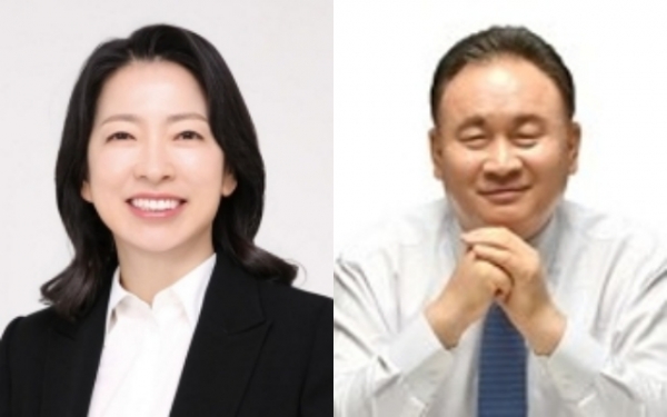 (왼쪽부터) 대전 유성을 민주당 황정아, 국민의힘 이상민 후보 (사진=양주석 기자)