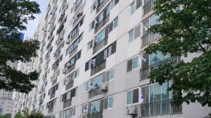 제 75회 광복절, 대전 오류동 아파트에 휘날리는 태극기