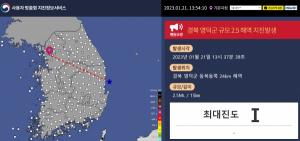 경북 영덕군 인근 바다에서 2.5 규모 지진