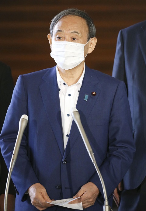스가 일본 총리. (사진=교도 통신/연합뉴스)
