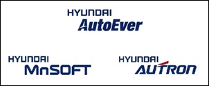 현대오토에버와 현대엠엔소프트, 현대오트론 로고.