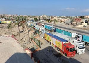 이집트 구호차량 수백대 가자지구 국경 통행로 ‘라파’로 이동